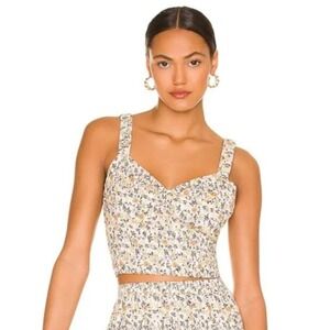Minkpink Women's Smocked Elastic Strap Surrey Cropped Top Size M Multicolor NWT